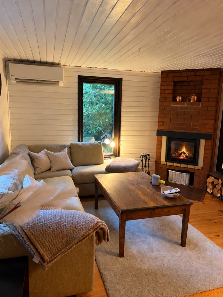 Gemütlicher Wohnbereich im Ferienhaus Schwedenmagie
